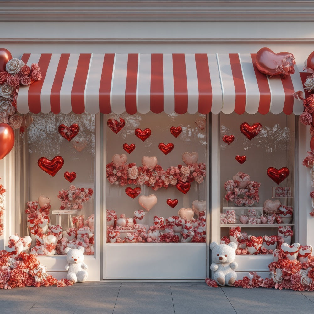 Valentinstag Fotohintergrund Herz Luftballons Rosen Fensterhintergrund BRP1-165