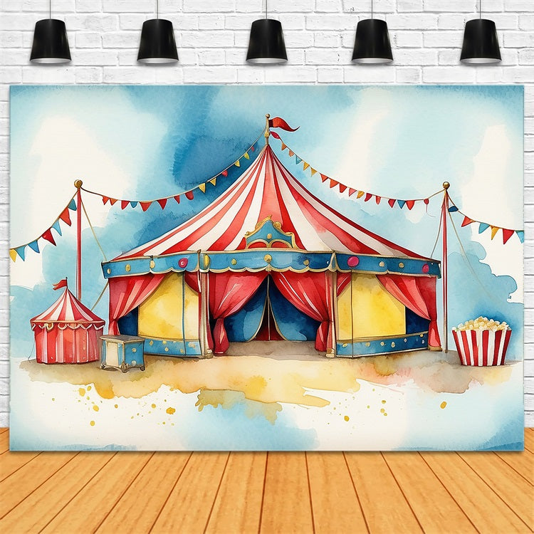 Zirkusfotografie Backdrop Jahrmarkt Popcorn Stand Zelt Backdrop BRP1-171