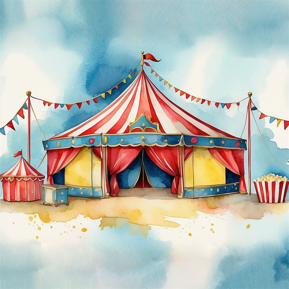 Zirkusfotografie Backdrop Jahrmarkt Popcorn Stand Zelt Backdrop BRP1-171