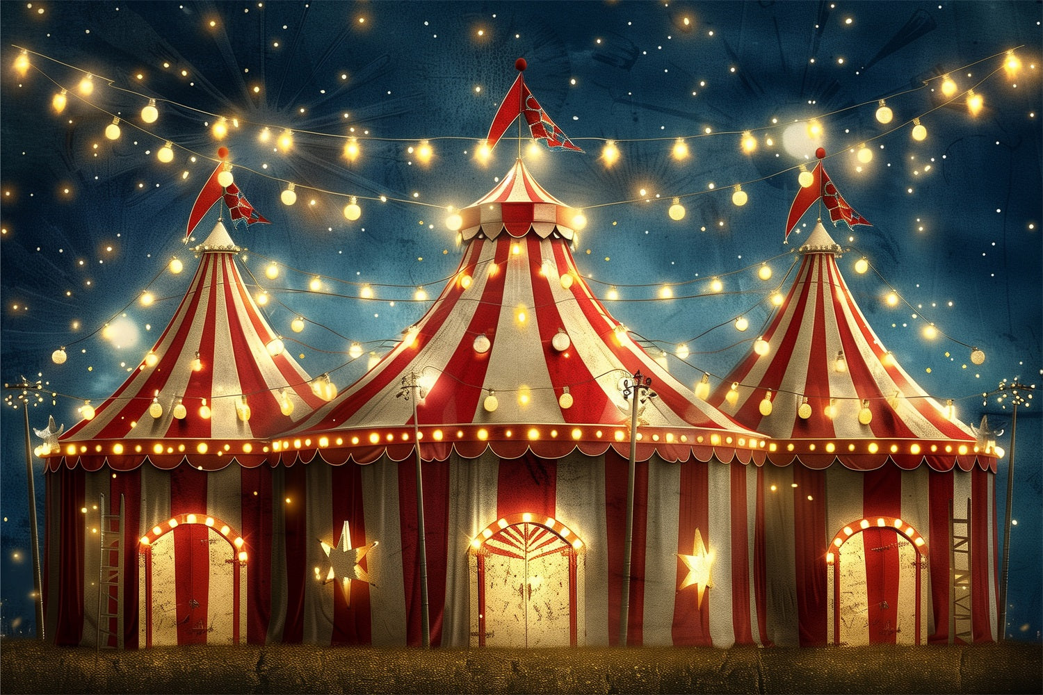 Zirkus Backdrop Rot Gestreift Karneval Zelte Lichter Backdrop BRP1-174