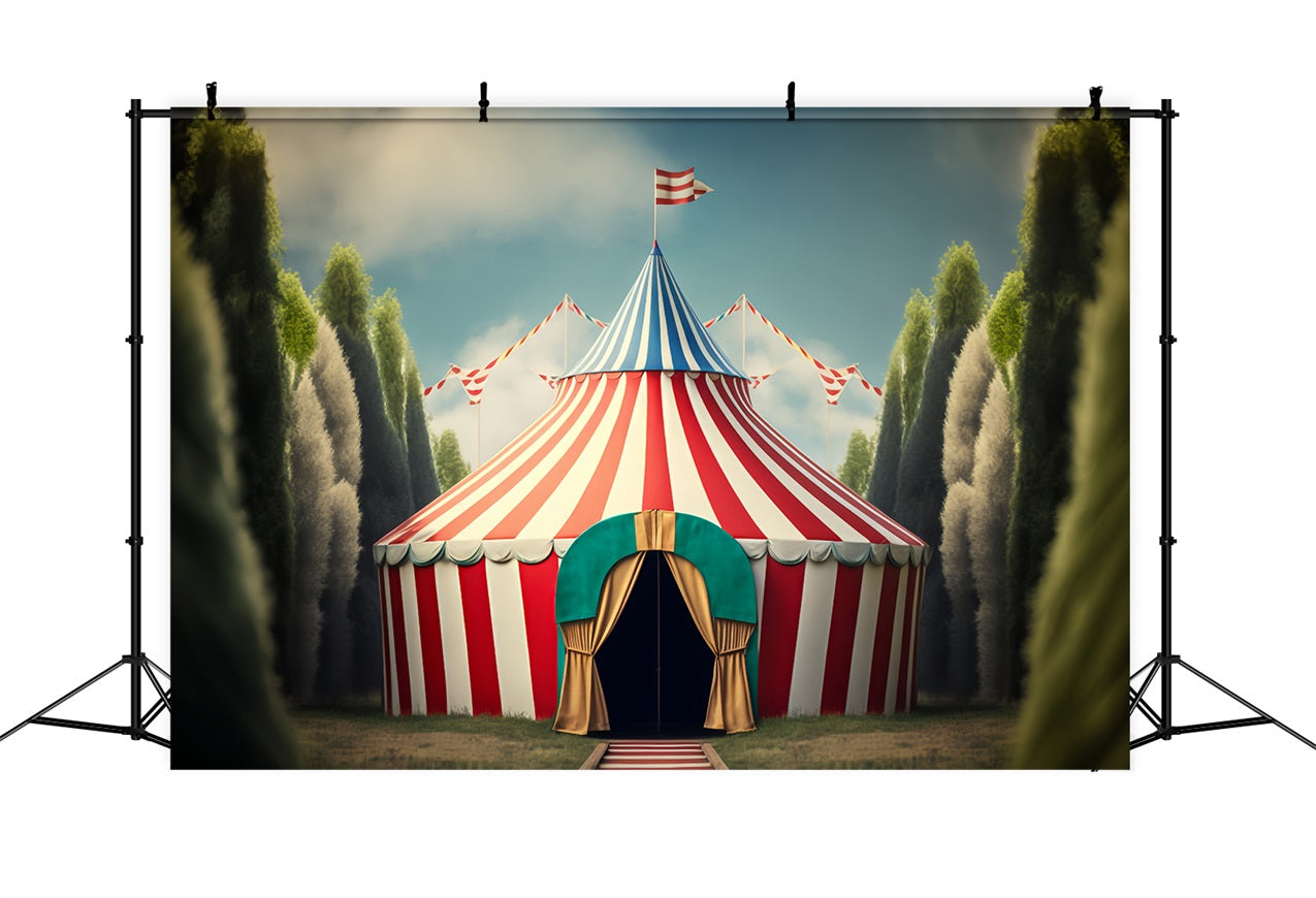 Karneval Zirkus Backdrop Gestreiftes Zelt Waldszene Backdrop BRP1-182