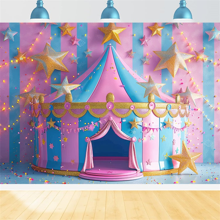 Zirkus Karneval Backdrop Rosa Blau Sternenzelt Backdrop BRP1-183