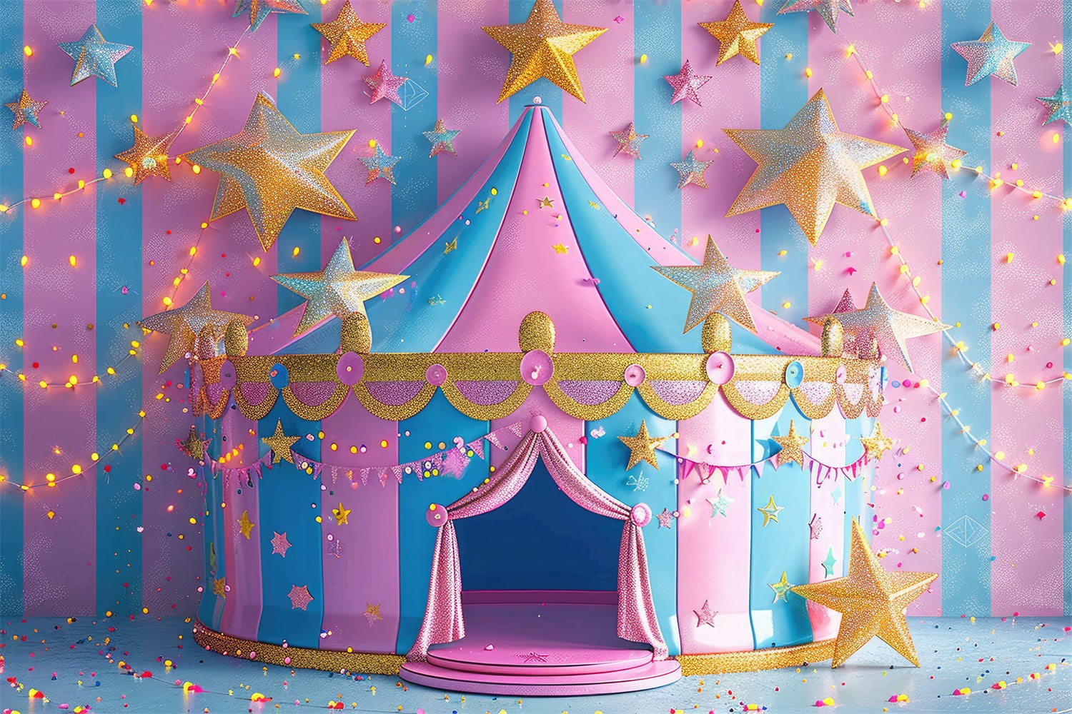 Zirkus Karneval Backdrop Rosa Blau Sternenzelt Backdrop BRP1-183
