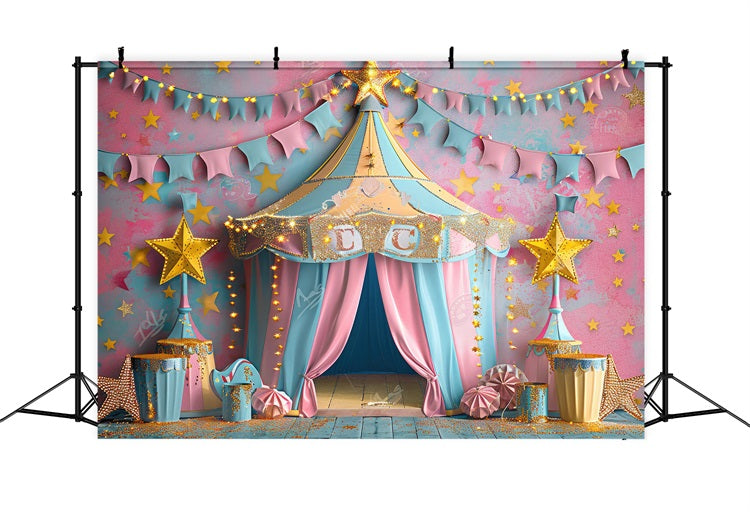 Karneval Zelt Backdrop Rosa Blau Sternenszene Backdrop BRP1-184