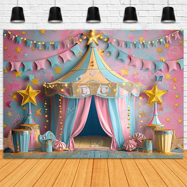 Karneval Zelt Backdrop Rosa Blau Sternenszene Backdrop BRP1-184