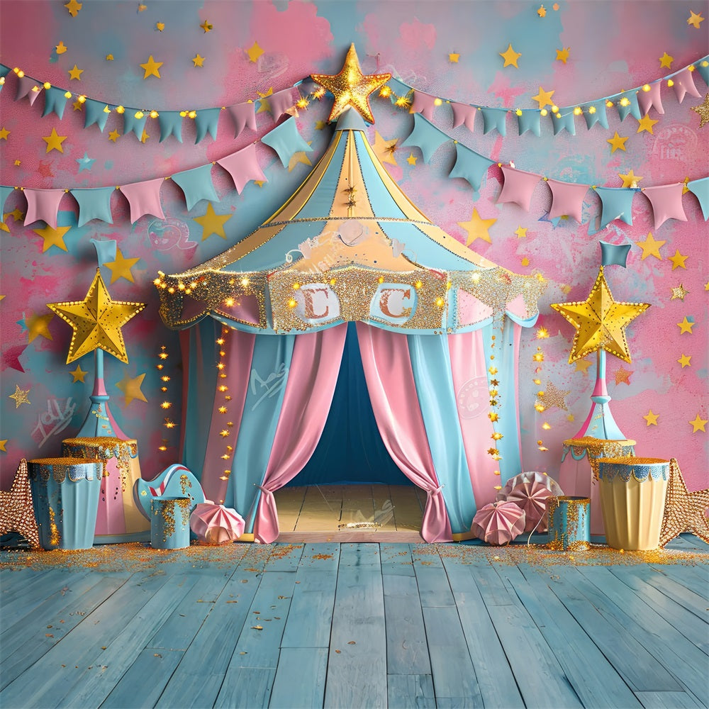 Karneval Zelt Backdrop Rosa Blau Sternenszene Backdrop BRP1-184