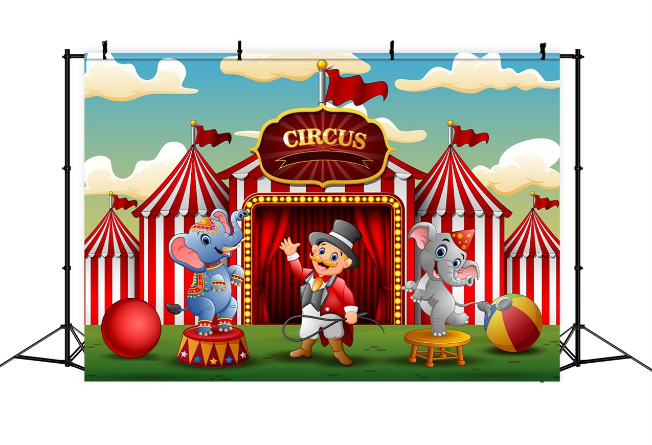 Fotografie Zirkus Backdrop Adorable Elefant Zelt Karneval Hintergrund BRP1-190
