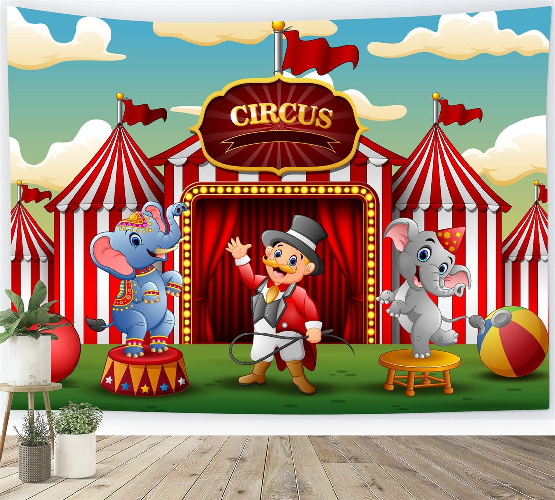 Fotografie Zirkus Backdrop Adorable Elefant Zelt Karneval Hintergrund BRP1-190