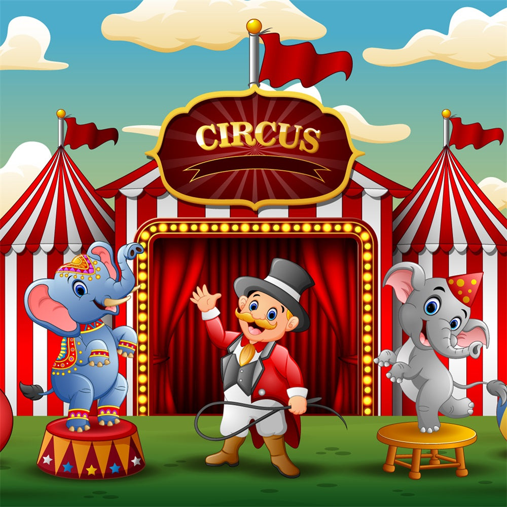Fotografie Zirkus Backdrop Adorable Elefant Zelt Karneval Hintergrund BRP1-190