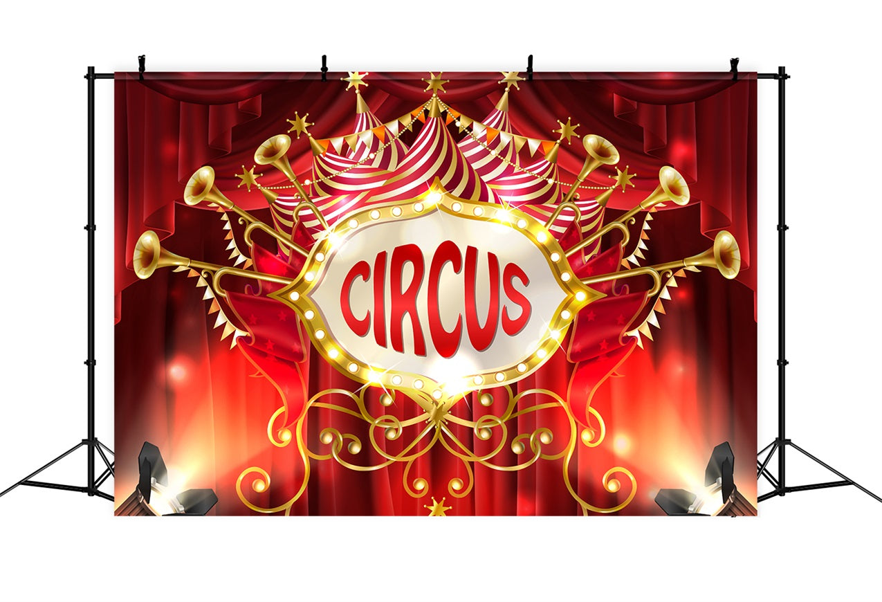 Karneval Backdrops Roter Vorhang Trompetenkrone Bühnenhintergrund BRP1-196