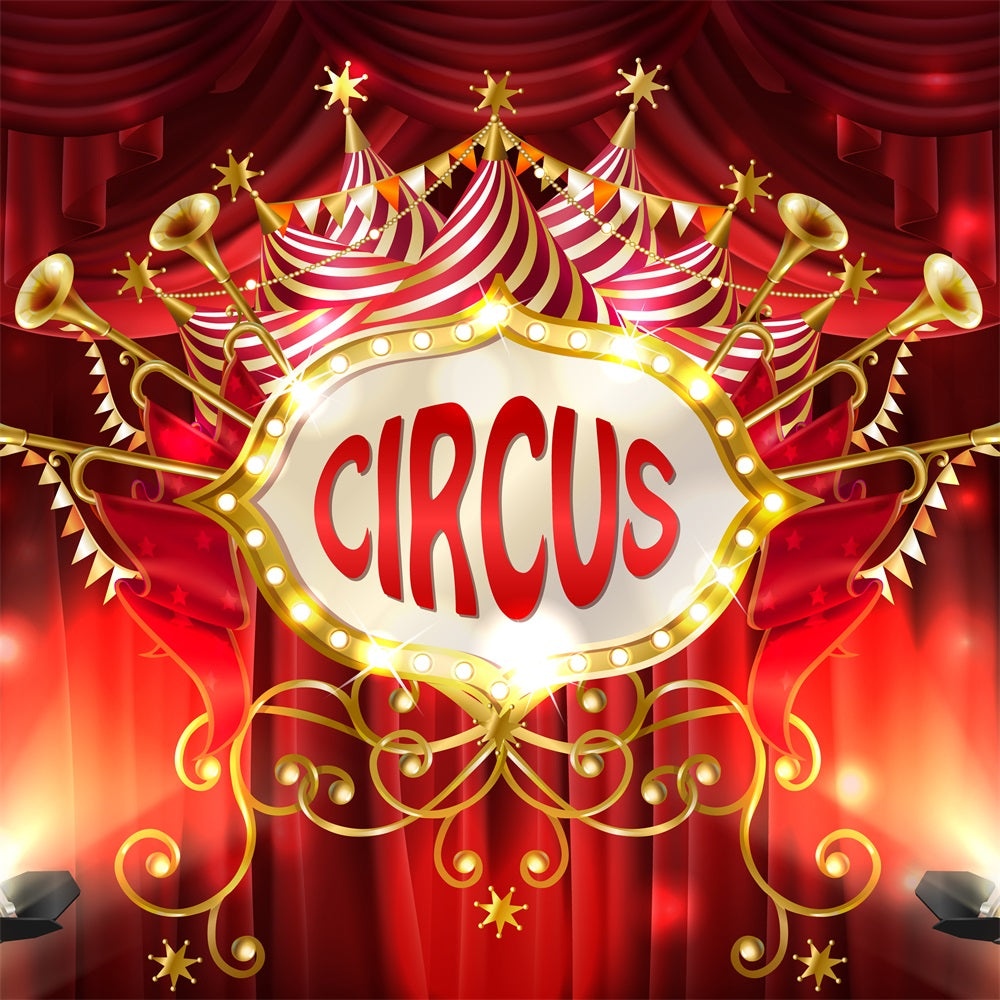 Karneval Backdrops Roter Vorhang Trompetenkrone Bühnenhintergrund BRP1-196