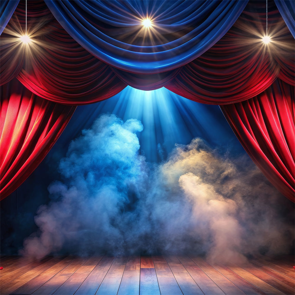 Karneval Fotokulissen Bühne Rot Blau Vorhang Hintergrund BRP1-201