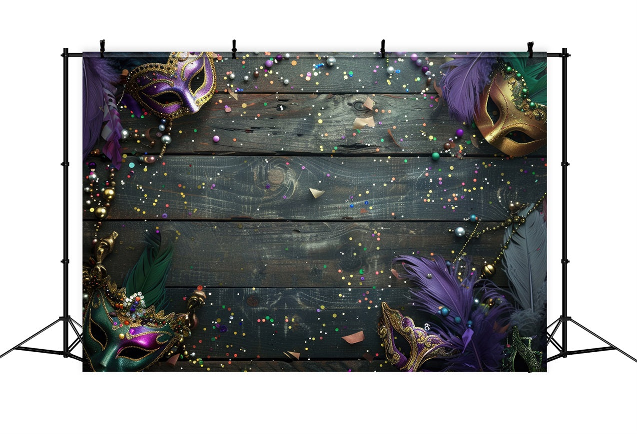 Karneval Zirkus Backdrop Holz Maske Feder Fotografie Hintergrund BRP1-205