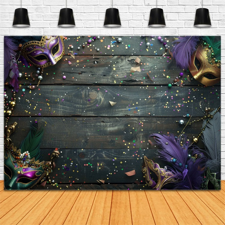 Karneval Zirkus Backdrop Holz Maske Feder Fotografie Hintergrund BRP1-205