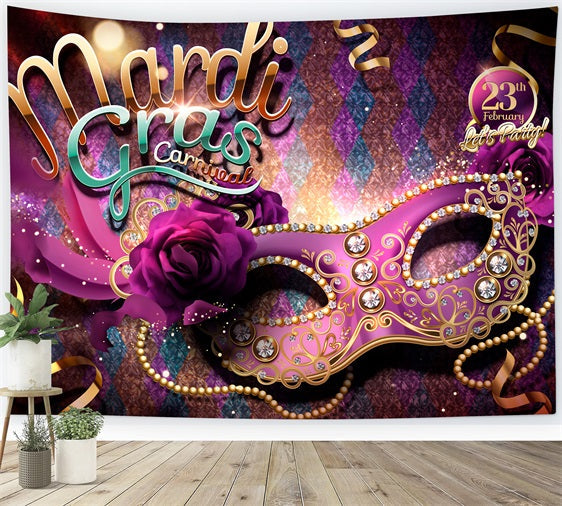 Backdrop Karneval Lebendige Lila Maske Party Glitter Backdrop BRP1-206