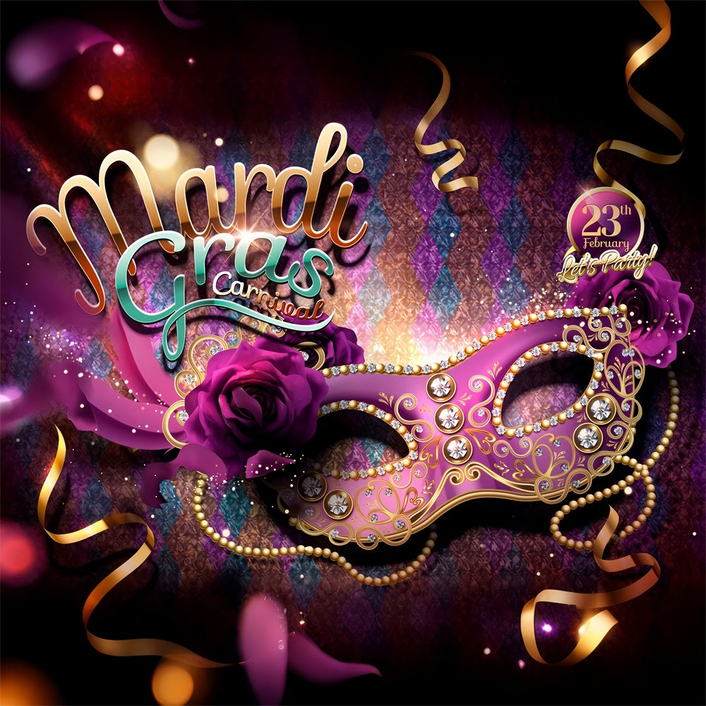 Backdrop Karneval Lebendige Lila Maske Party Glitter Backdrop BRP1-206