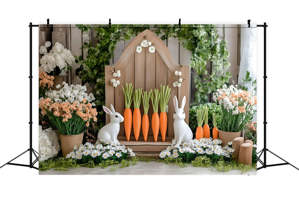 Fotografie Ostern Backdrop Floral Bunny Carrot Stand Backdrop BRP1-214