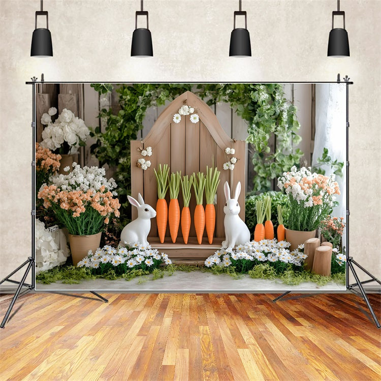 Fotografie Ostern Backdrop Floral Bunny Carrot Stand Backdrop BRP1-214