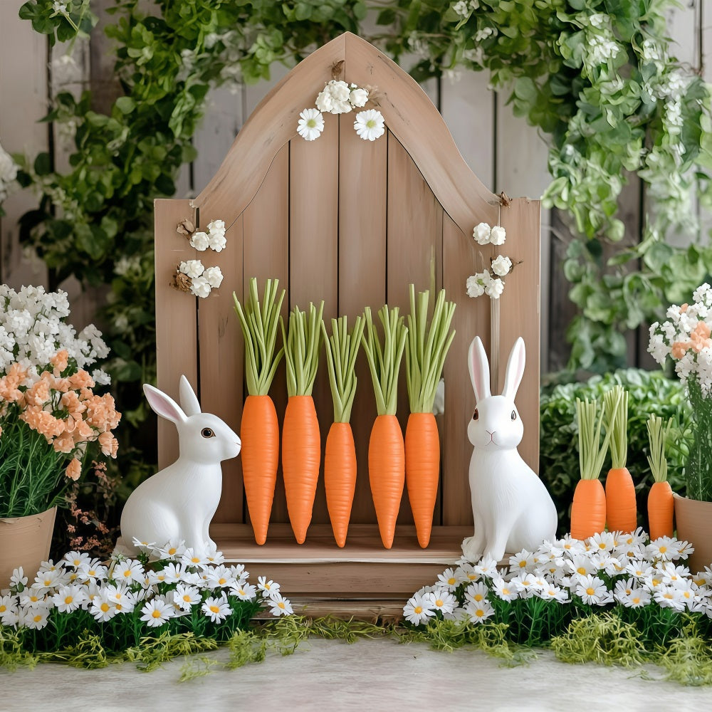 Fotografie Ostern Backdrop Floral Bunny Carrot Stand Backdrop BRP1-214
