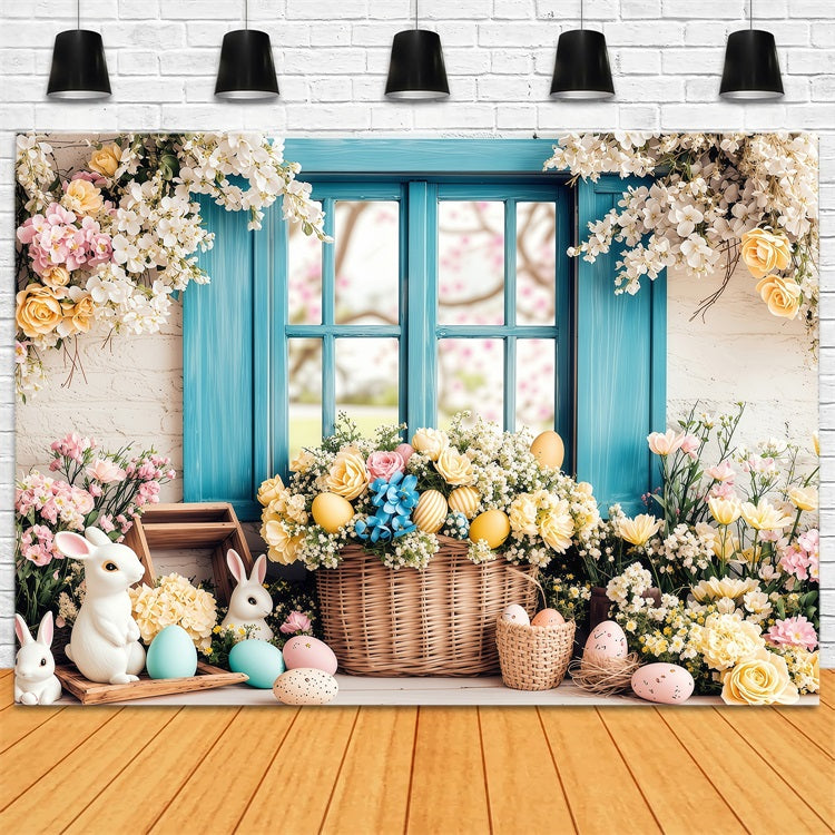 Ostern Fotografie Backdrop Eier Frühling Blumen Fenster Hintergrund BRP1-216