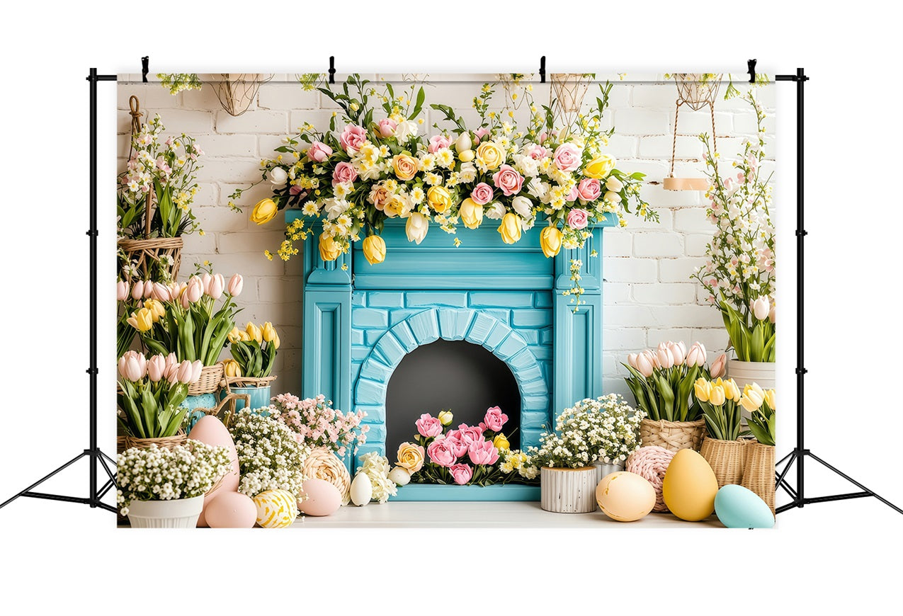 Fotokulissen Ostern Frühling Kamin Eierkorb Kulisse BRP1-217