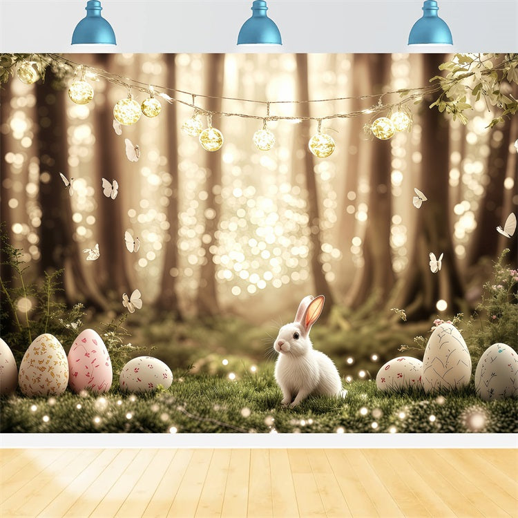 Ostern Fotohintergrund verträumter Hase funkelnder Waldhintergrund BRP1-219