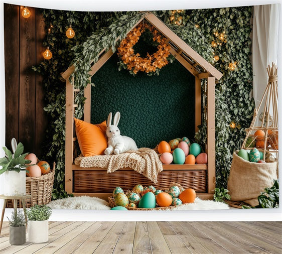 Ostern Backdrop Bunny Cottage Kranz Dekor Backdrop BRP1-221