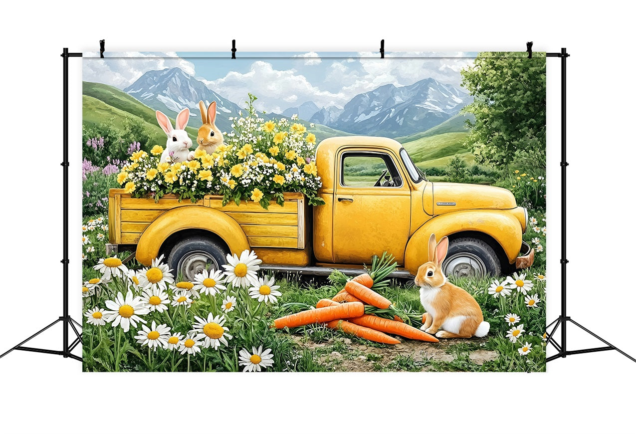 Ostern Backdrops Fotos Enchanted Gelb Truck Bunny Backdrop BRP1-226