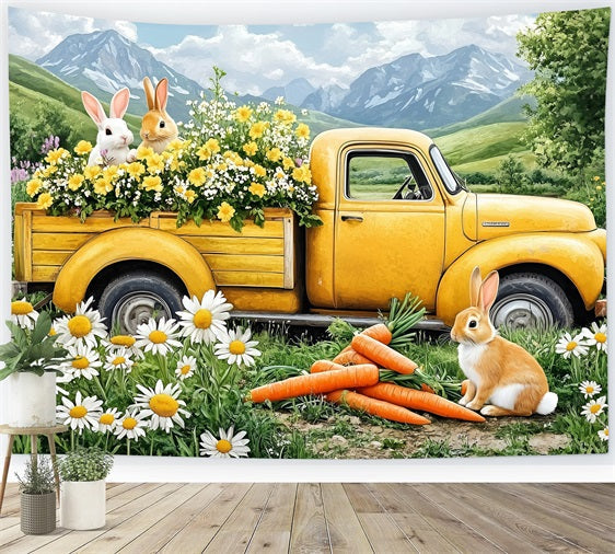 Ostern Backdrops Fotos Enchanted Gelb Truck Bunny Backdrop BRP1-226