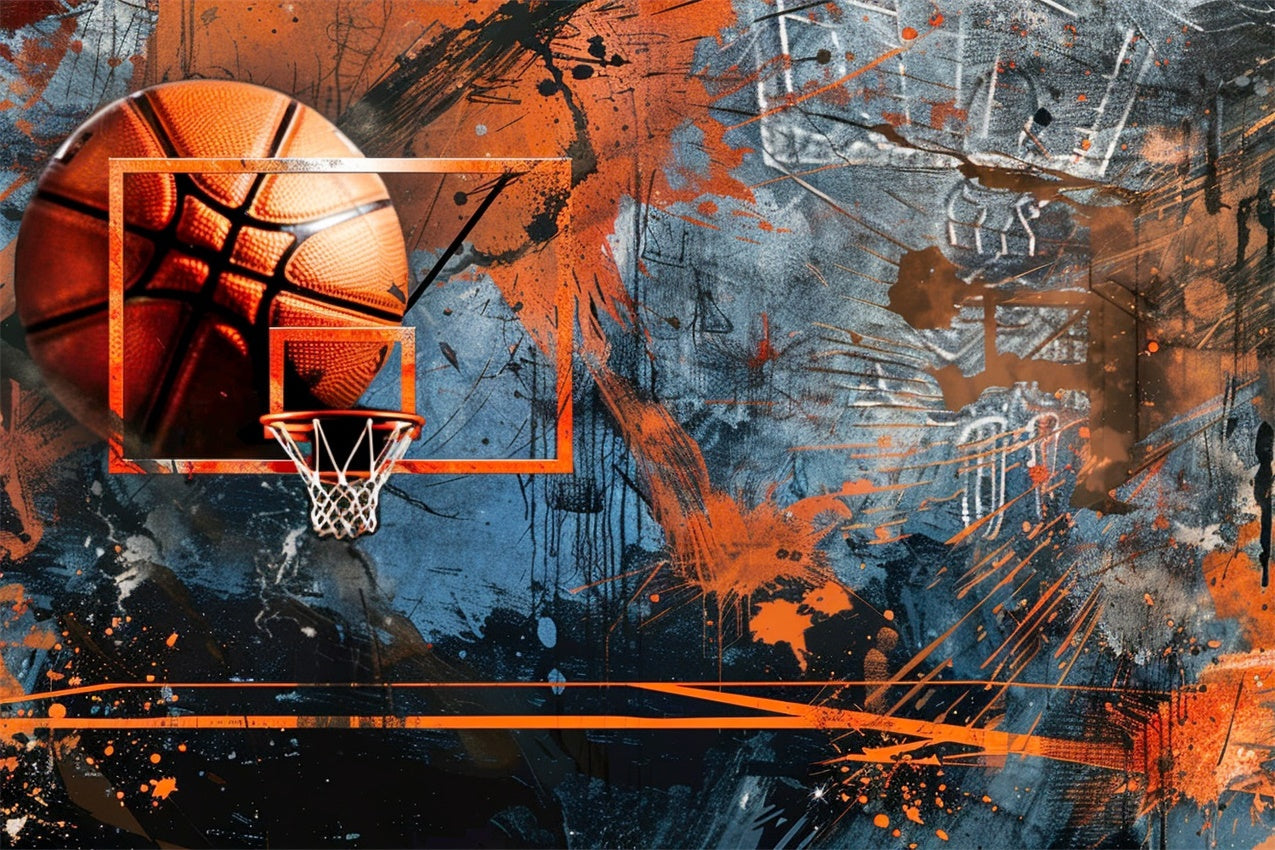 Basketballplatz-Hintergrundkulisse Kreative Graffiti-Kunst-Hintergrundkulisse BRP1-329