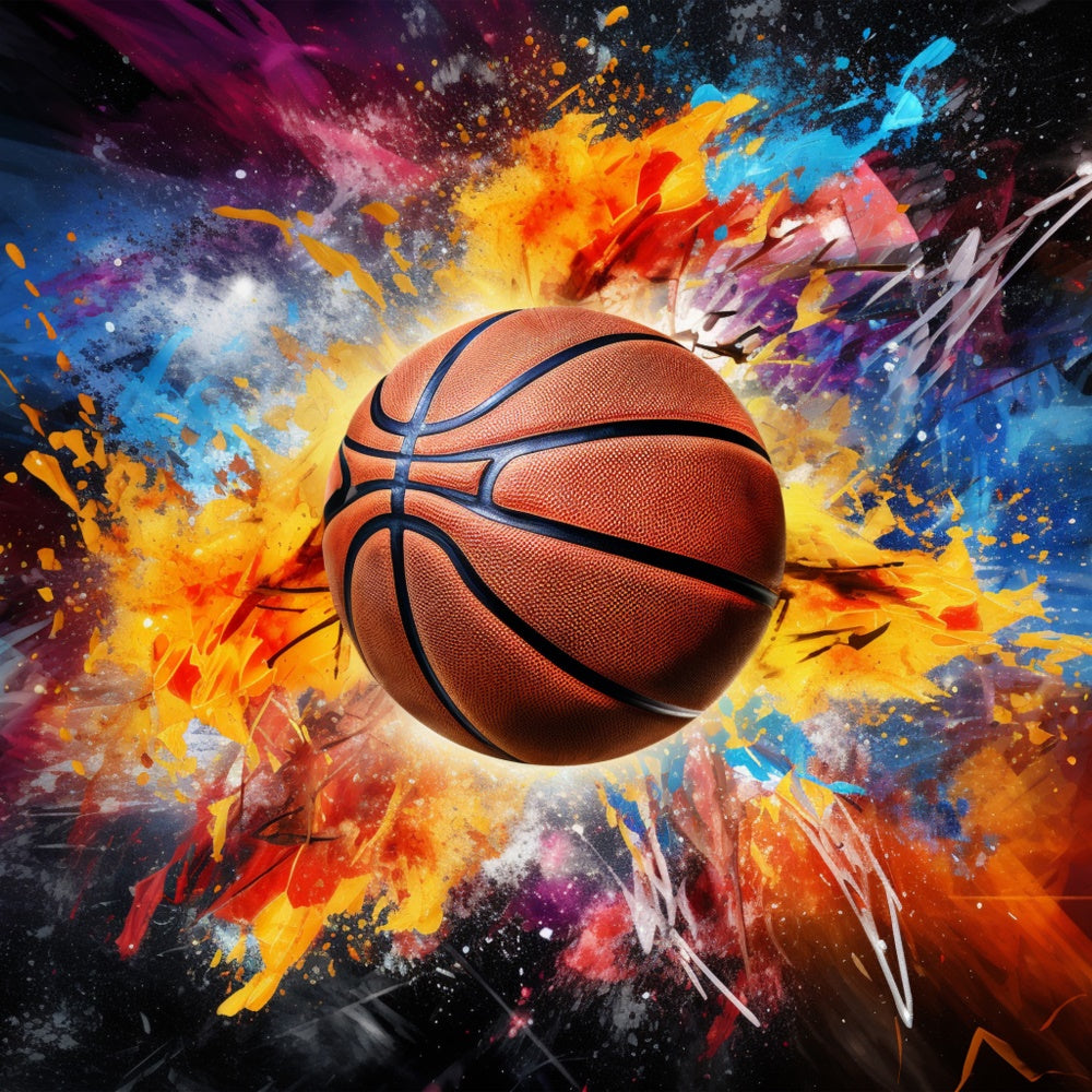 Basketball Fotokulisse Explodierende Farben Lebendige Kulisse BRP1-332