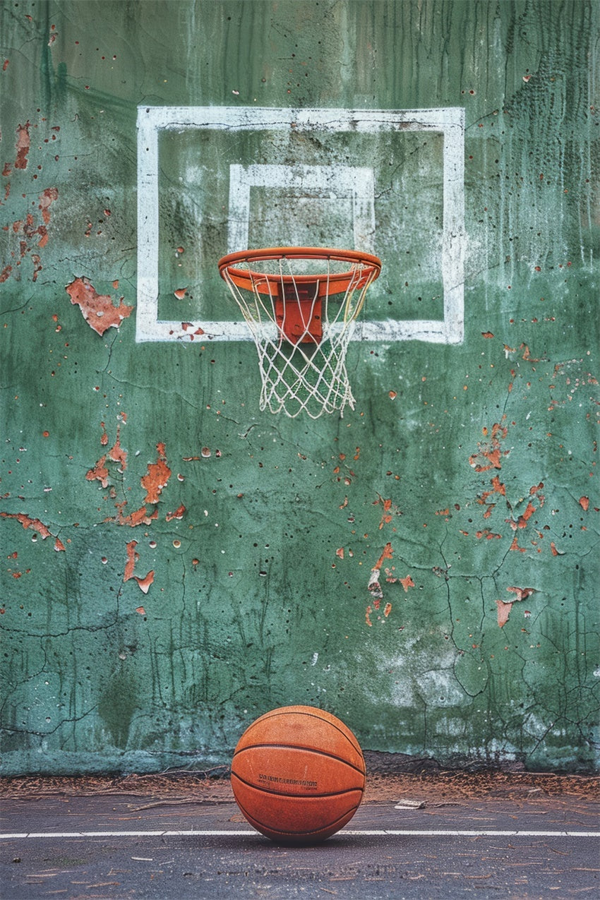 Basketball Backdrops Vintage Grün Wand Hoop Backdrop BRP1-334