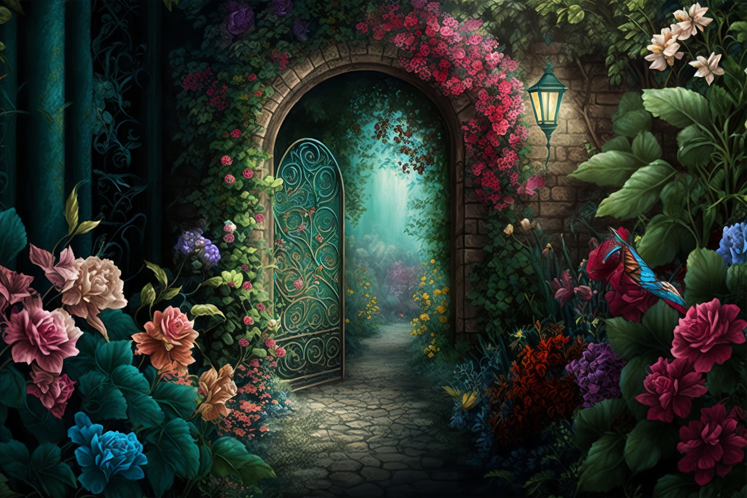 Blumen-Hintergrundbilder für Fotografie Secret Garden Archway Backdrop BRP1-335