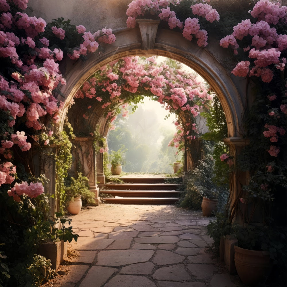 Floral Fotografie Hintergrund Fotografie Tranquil Pink Garden Path Hintergrund BRP1-338
