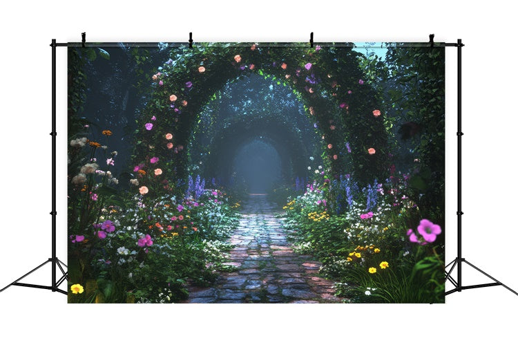 Blumenfotografie-Hintergrund Mondschein-Gartenweg-Hintergrund BRP1-347