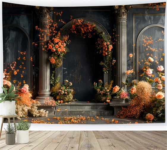Blumenfotografie Hintergrundkulisse Chic Golden Petal Arch Hintergrundkulisse BRP1-355