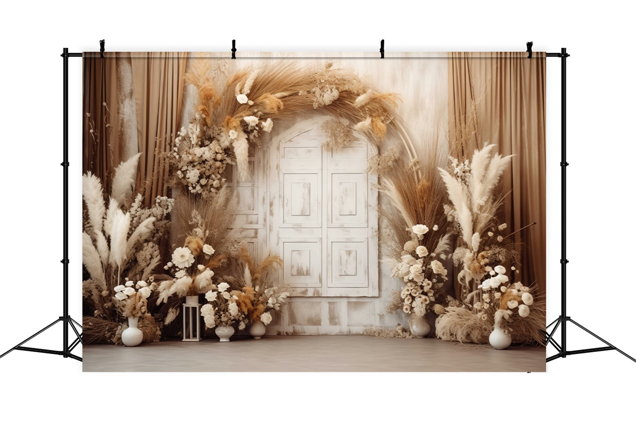 Blumenfotografie Backdrops Rustikal Beige Boho Tür Hintergrund BRP1-356