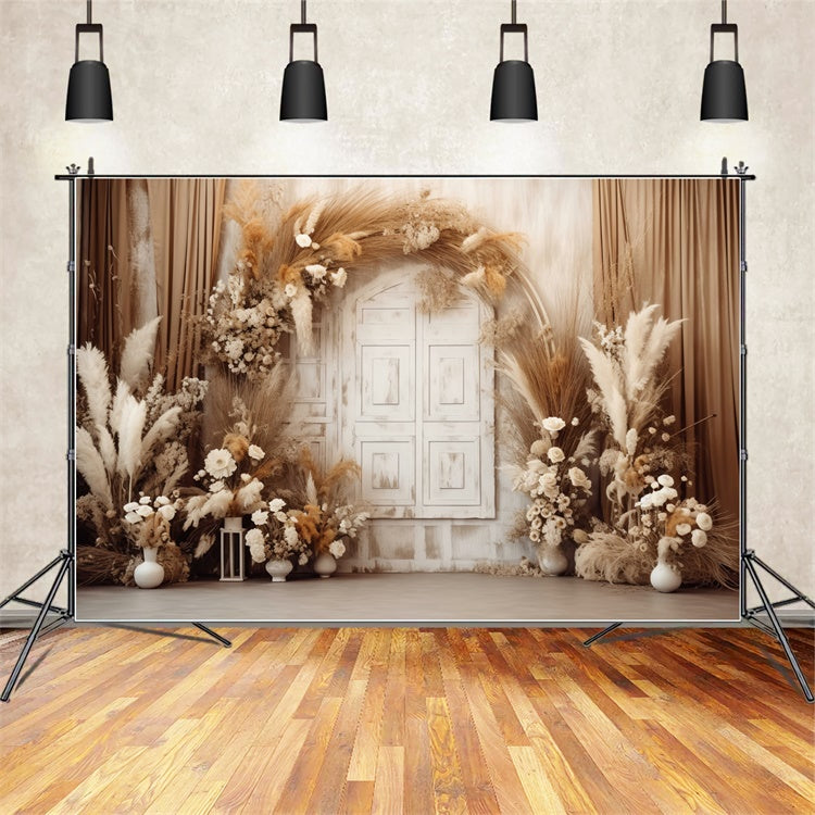 Blumenfotografie Backdrops Rustikal Beige Boho Tür Hintergrund BRP1-356