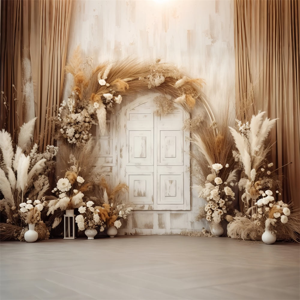 Blumenfotografie Backdrops Rustikal Beige Boho Tür Hintergrund BRP1-356
