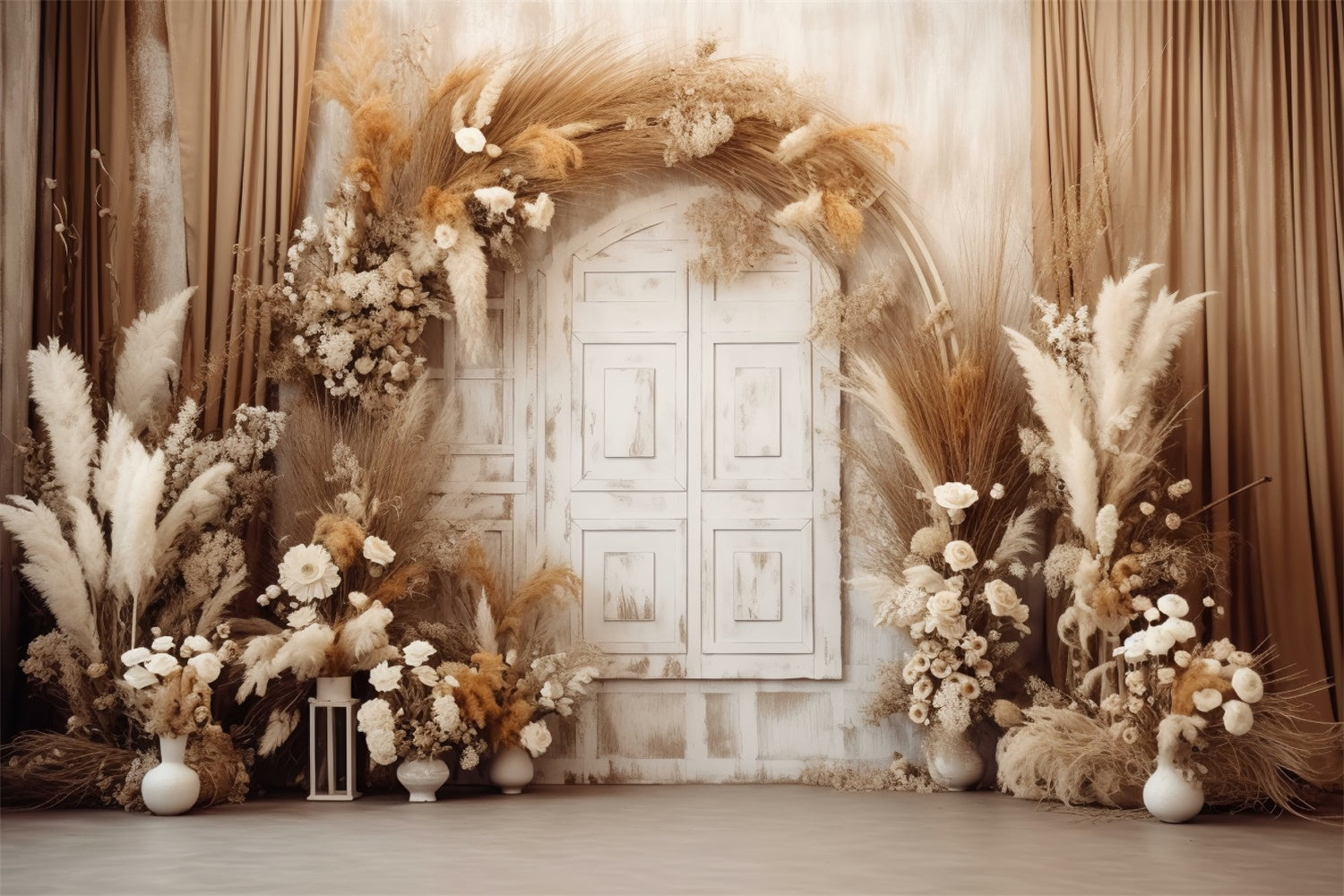 Blumenfotografie Backdrops Rustikal Beige Boho Tür Hintergrund BRP1-356