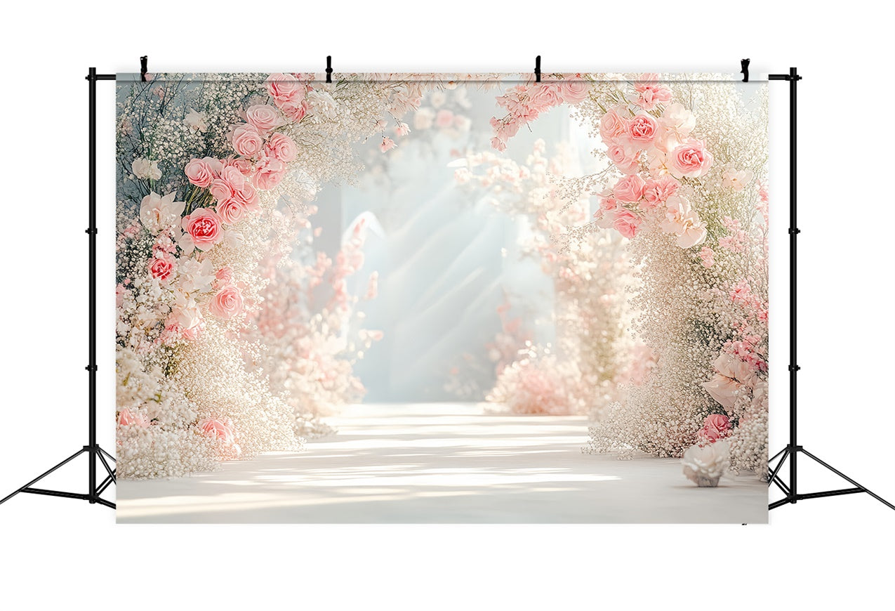 Floral Backdrop Blühende Rosa Blume Hochzeit Hintergrund BRP1-361