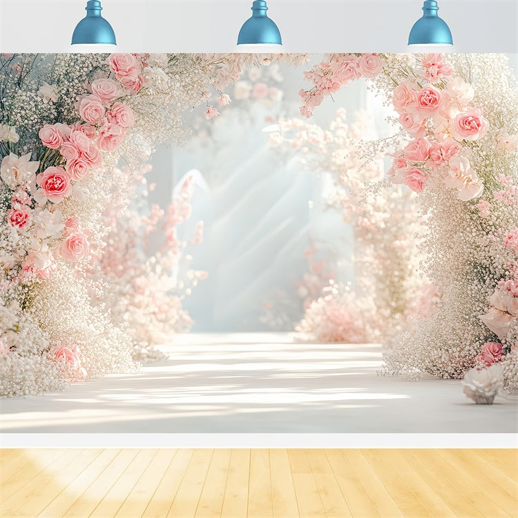 Floral Backdrop Blühende Rosa Blume Hochzeit Hintergrund BRP1-361