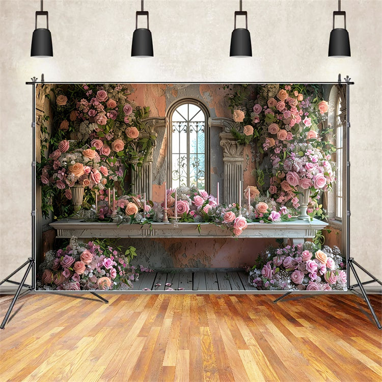 Floral Hintergrund Fotografie Vintage Rosa Rose Fenster Hintergrund BRP1-365