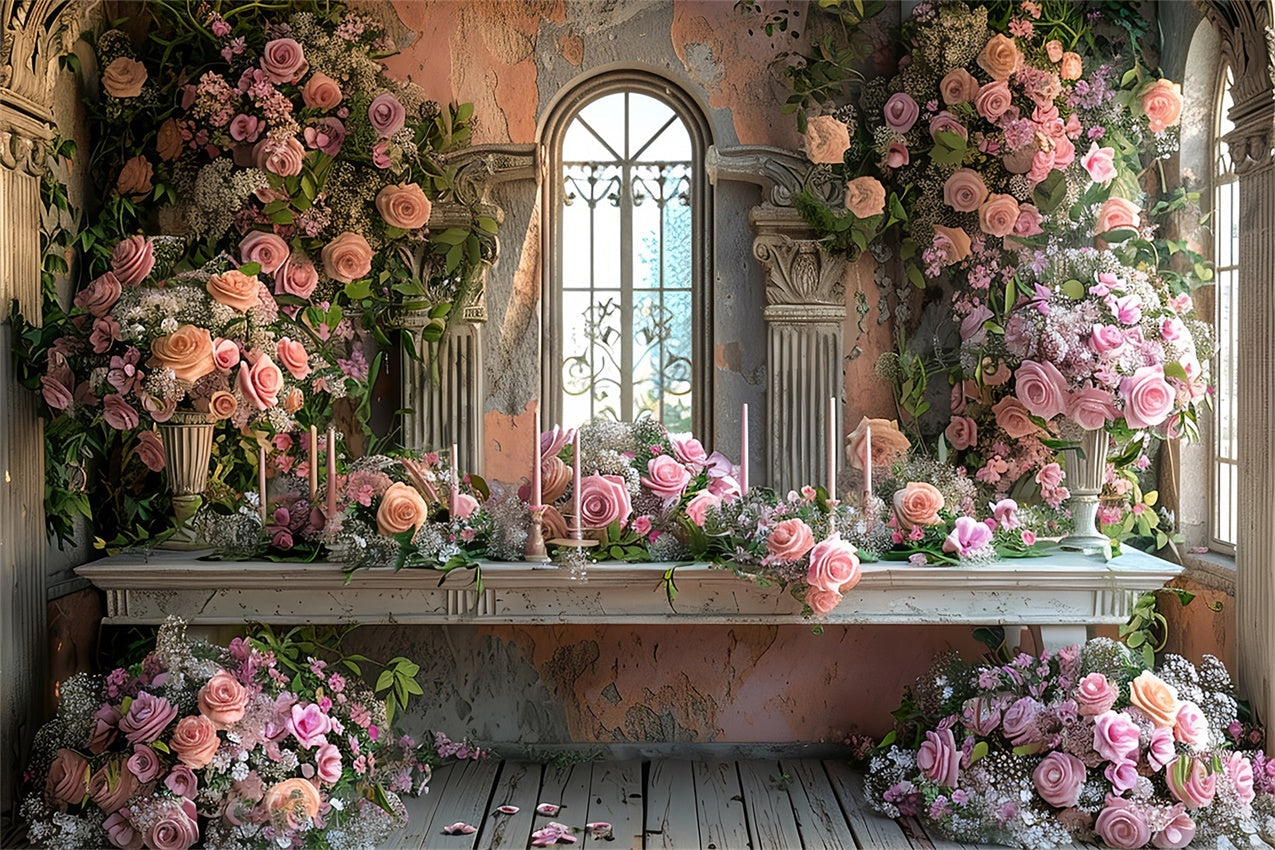 Floral Hintergrund Fotografie Vintage Rosa Rose Fenster Hintergrund BRP1-365