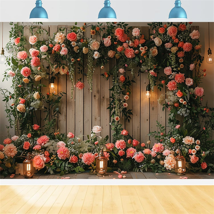 Floral Fotokulissen Gemütliches Landhaus Floral Holzkulisse BRP1-366