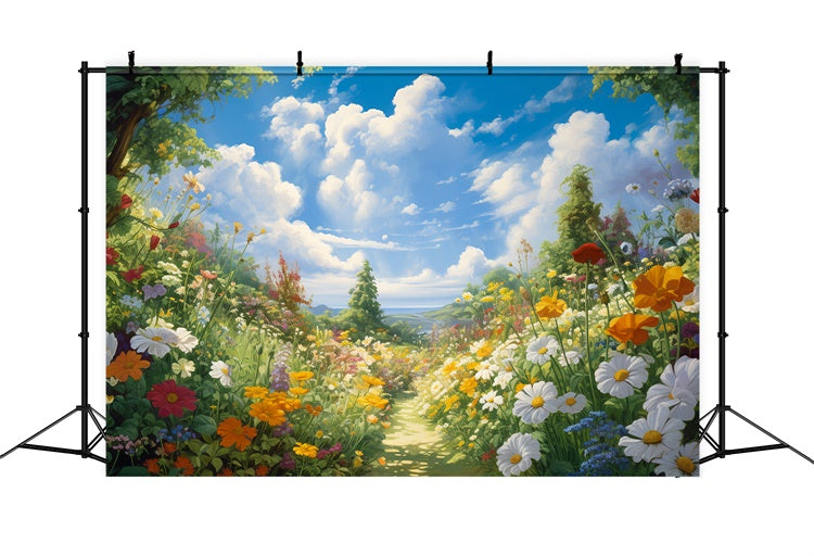 Fotohintergrund Floral Spring Garden Blauer Himmel Hintergrund BRP1-379