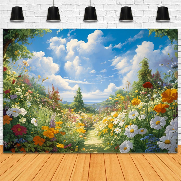 Fotohintergrund Floral Spring Garden Blauer Himmel Hintergrund BRP1-379