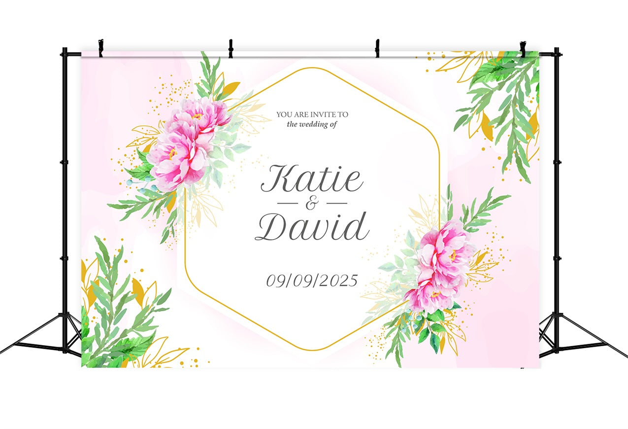Personalisierte Hochzeit Backdrops Floral Bliss Hexagon Backdrop BRP1-419