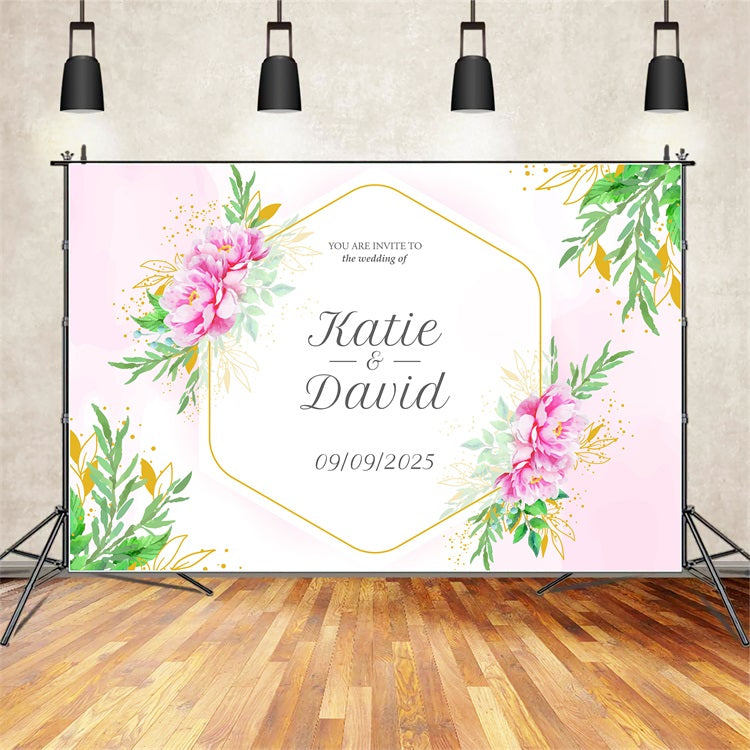 Personalisierte Hochzeit Backdrops Floral Bliss Hexagon Backdrop BRP1-419