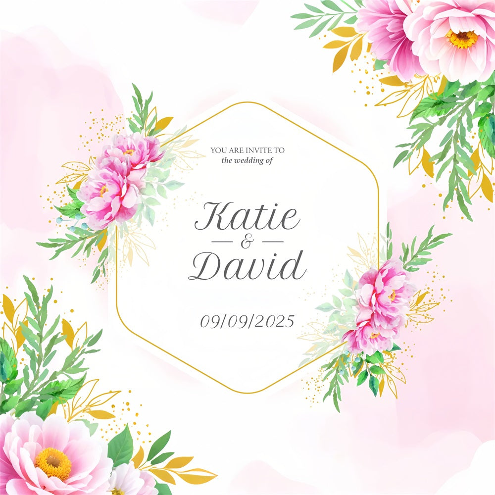 Personalisierte Hochzeit Backdrops Floral Bliss Hexagon Backdrop BRP1-419